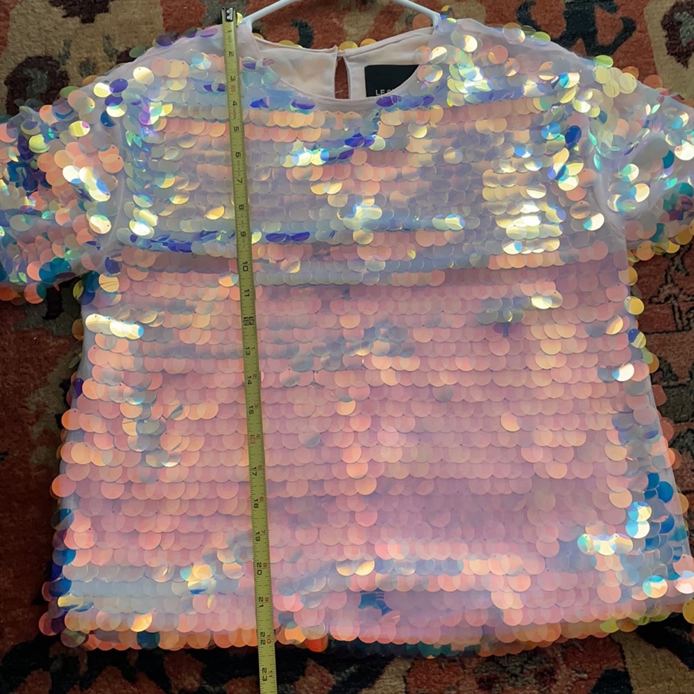 Le Superbe Mimosa Sequined T Shirt Top Shimmery Oversized Tee Size 2 - Picture 15 of 17